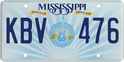 MS license plate KBV476