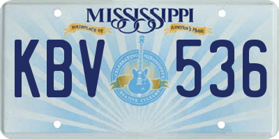 MS license plate KBV536