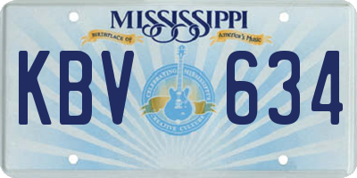 MS license plate KBV634