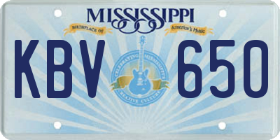 MS license plate KBV650