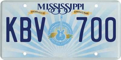 MS license plate KBV700