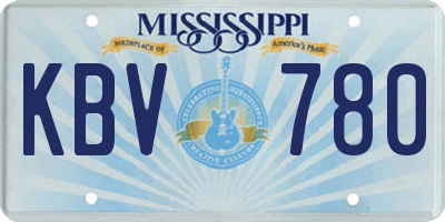MS license plate KBV780