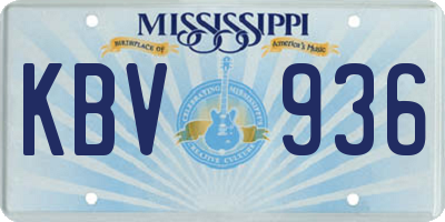 MS license plate KBV936