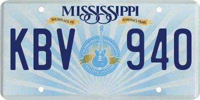MS license plate KBV940