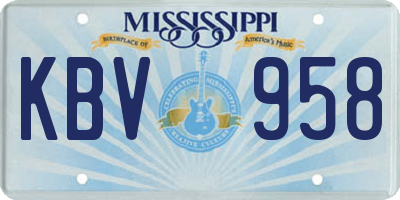 MS license plate KBV958