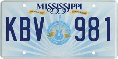 MS license plate KBV981