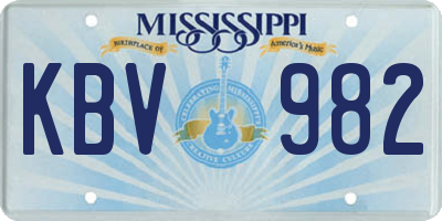 MS license plate KBV982