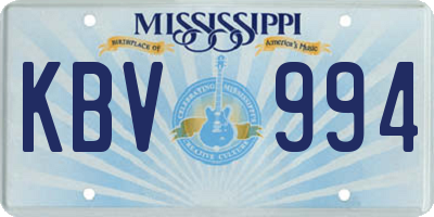 MS license plate KBV994