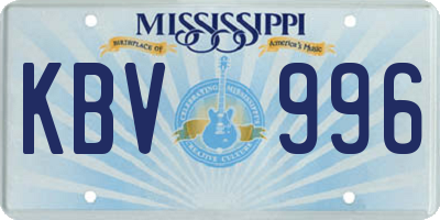 MS license plate KBV996