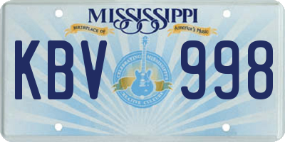 MS license plate KBV998