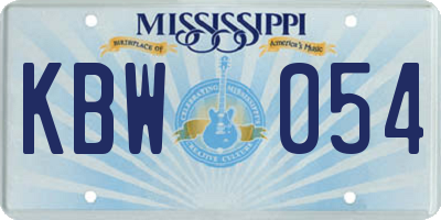 MS license plate KBW054