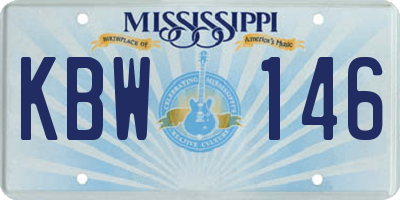 MS license plate KBW146