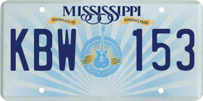 MS license plate KBW153