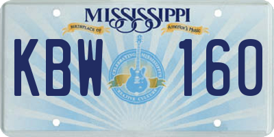 MS license plate KBW160