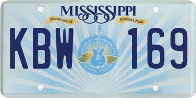 MS license plate KBW169