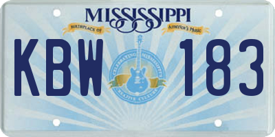 MS license plate KBW183