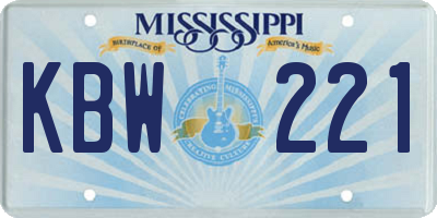 MS license plate KBW221