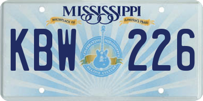 MS license plate KBW226