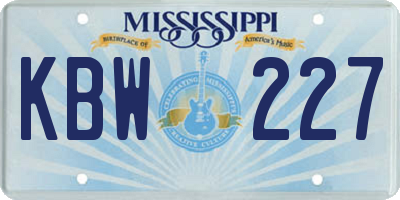 MS license plate KBW227