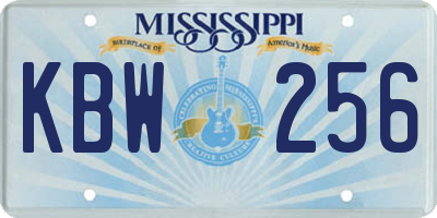 MS license plate KBW256