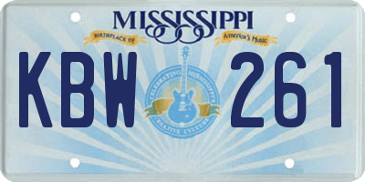 MS license plate KBW261