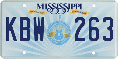 MS license plate KBW263