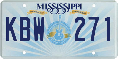MS license plate KBW271