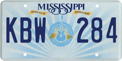 MS license plate KBW284