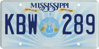 MS license plate KBW289