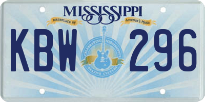 MS license plate KBW296