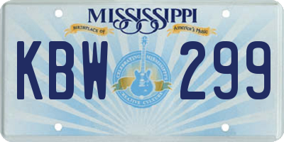 MS license plate KBW299