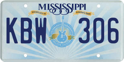 MS license plate KBW306