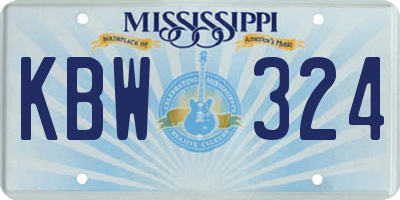 MS license plate KBW324