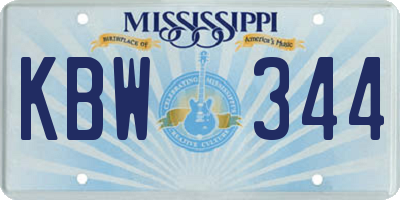 MS license plate KBW344