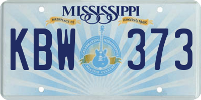 MS license plate KBW373