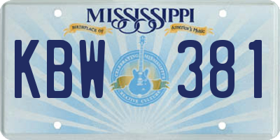 MS license plate KBW381
