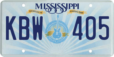 MS license plate KBW405