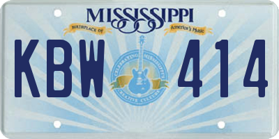 MS license plate KBW414