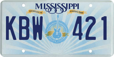 MS license plate KBW421