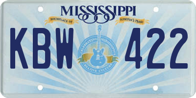 MS license plate KBW422