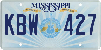 MS license plate KBW427