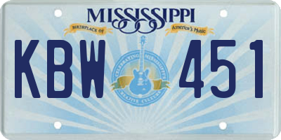 MS license plate KBW451