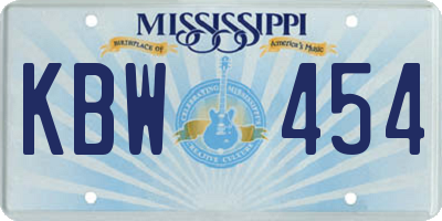MS license plate KBW454