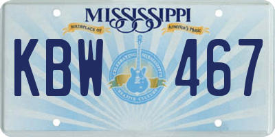 MS license plate KBW467