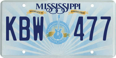 MS license plate KBW477