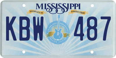 MS license plate KBW487