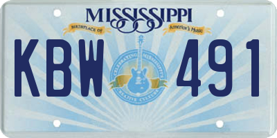 MS license plate KBW491