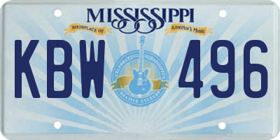 MS license plate KBW496