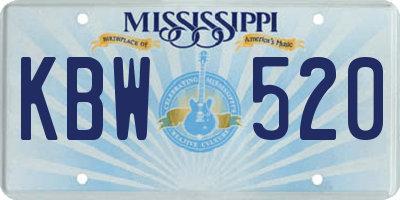 MS license plate KBW520