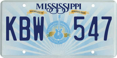 MS license plate KBW547